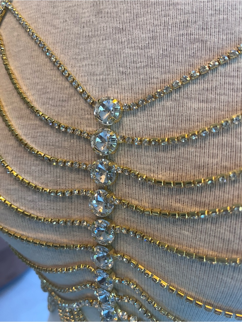 Gold Rhinestone Body Chain Harness - Picture 6 of 7